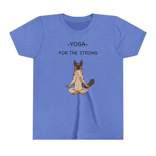 GSD Yoga for the Strong -Youth Short Sleeve Tee-Cartoon Yoga