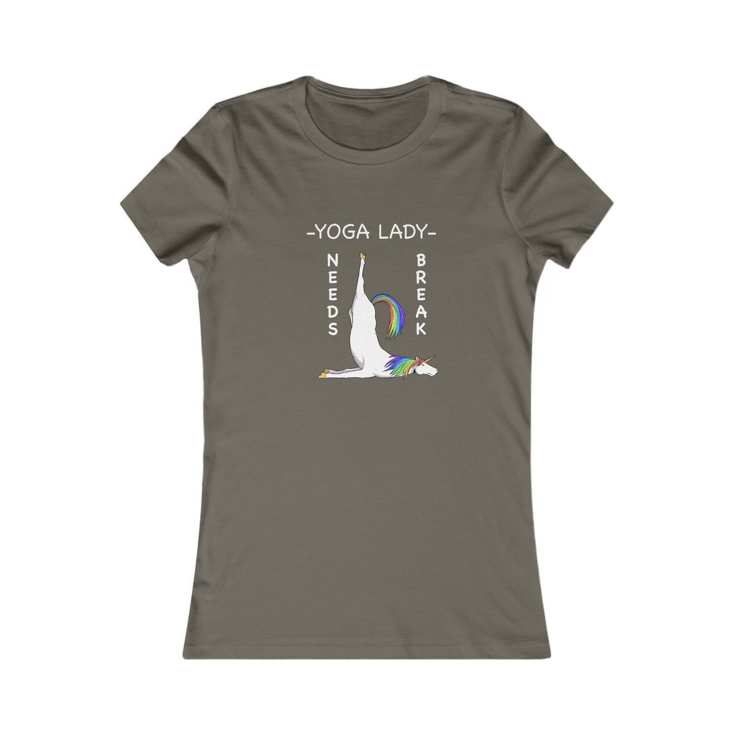 Yoga Lady Needs Break-Unicorn-Women's Favorite Tee-Cartoon Yoga