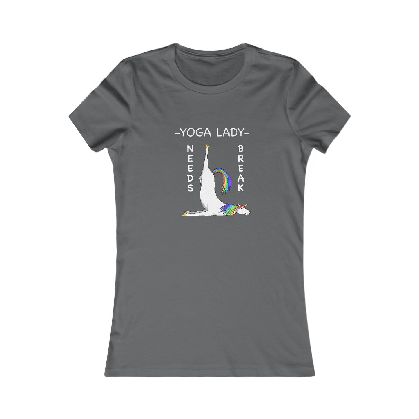 Yoga Lady Needs Break-Unicorn-Women's Favorite Tee-Cartoon Yoga