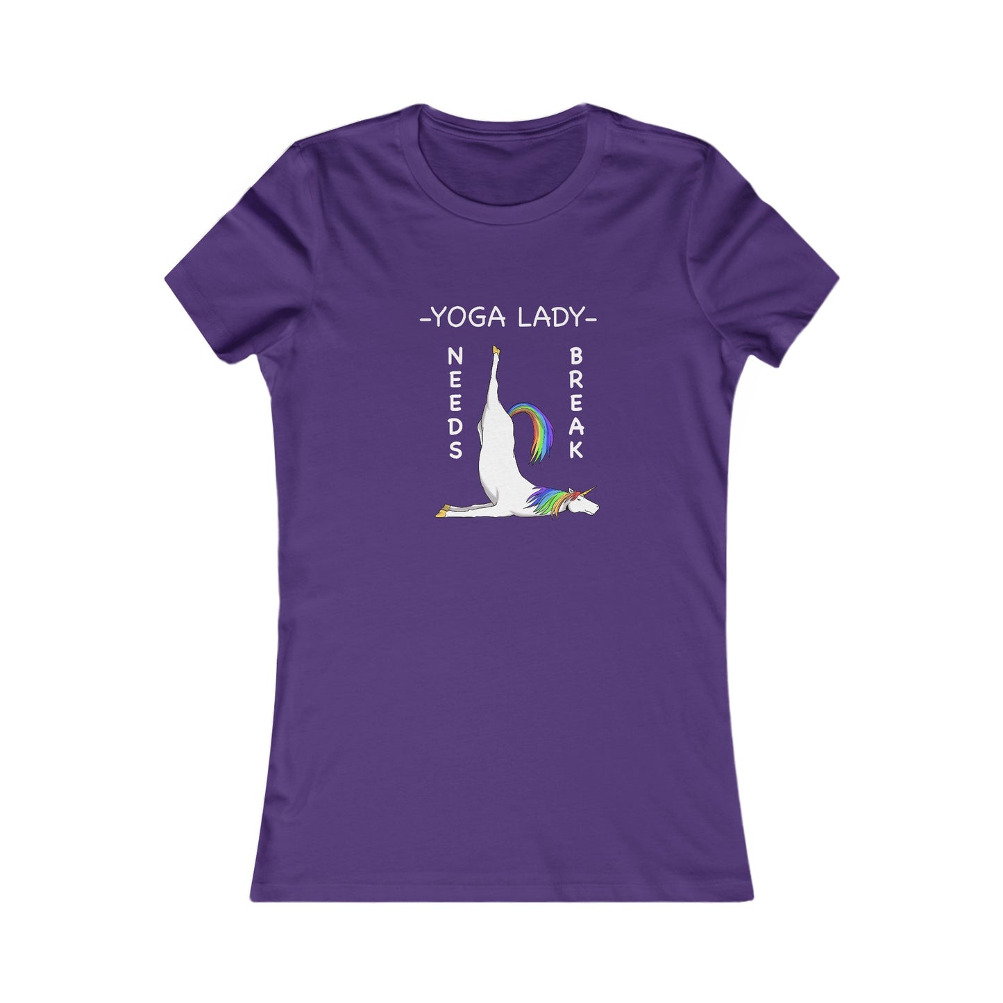 Yoga Lady Needs Break-Unicorn-Women's Favorite Tee-Cartoon Yoga