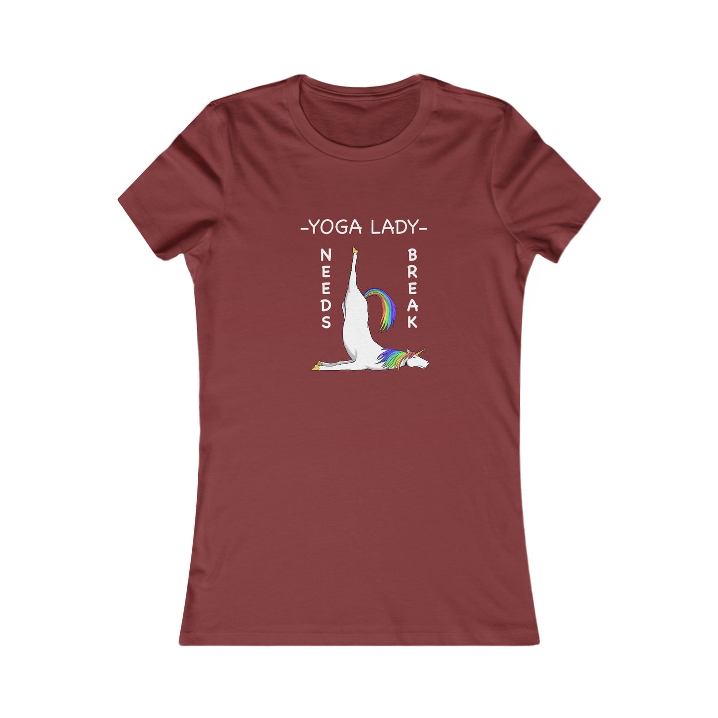 Yoga Lady Needs Break-Unicorn-Women's Favorite Tee-Cartoon Yoga