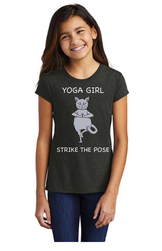Cat Yoga Shirt Kids Girls "Strike The Pose " Girls